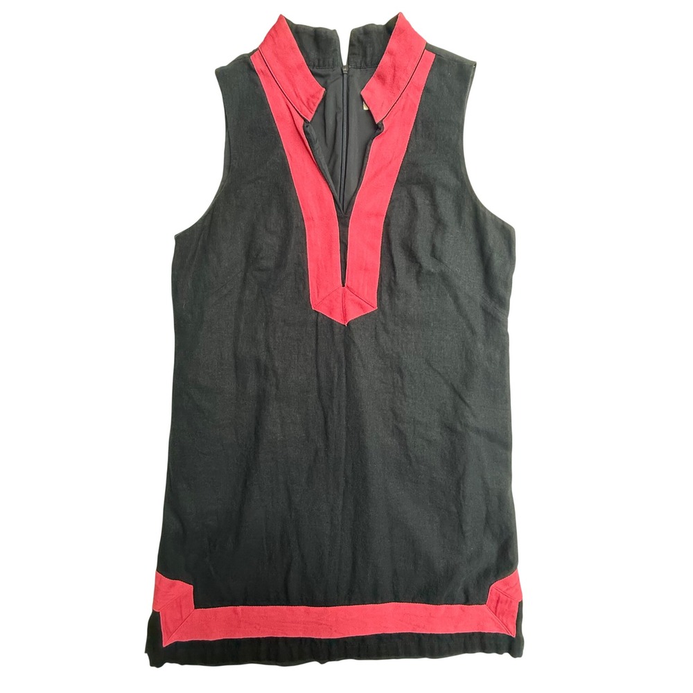 Eliza J Linen Blend Shift Dress Size‎ 14 Black Pink Sleeveless Career Dress